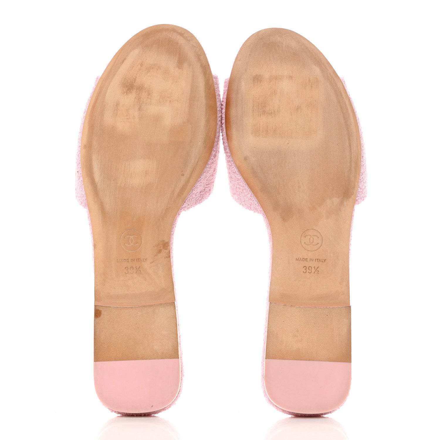 Chanel Tweed Pearl CC Sandals 39.5 Pink 5 of 10