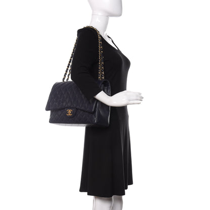 Chanel Caviar Quilted Maxi Double Flap Navy Blue 2 of 10