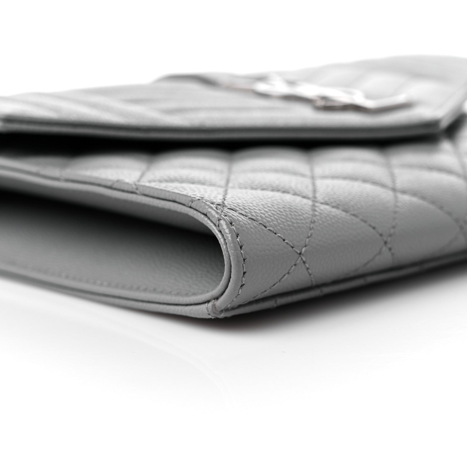 Saint Laurent Grain De Poudre Textured Mixed Matelasse Triquilt Monogram Clutch Storm 8 of 10