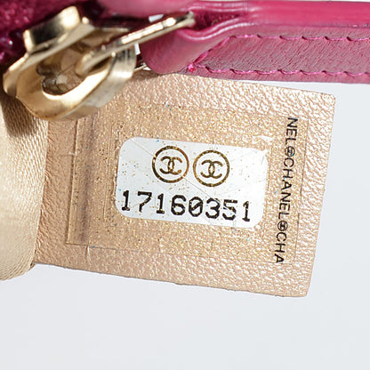 Chanel Lambskin Camellia Embossed Key Holder Case Fuchsia 7 of 8