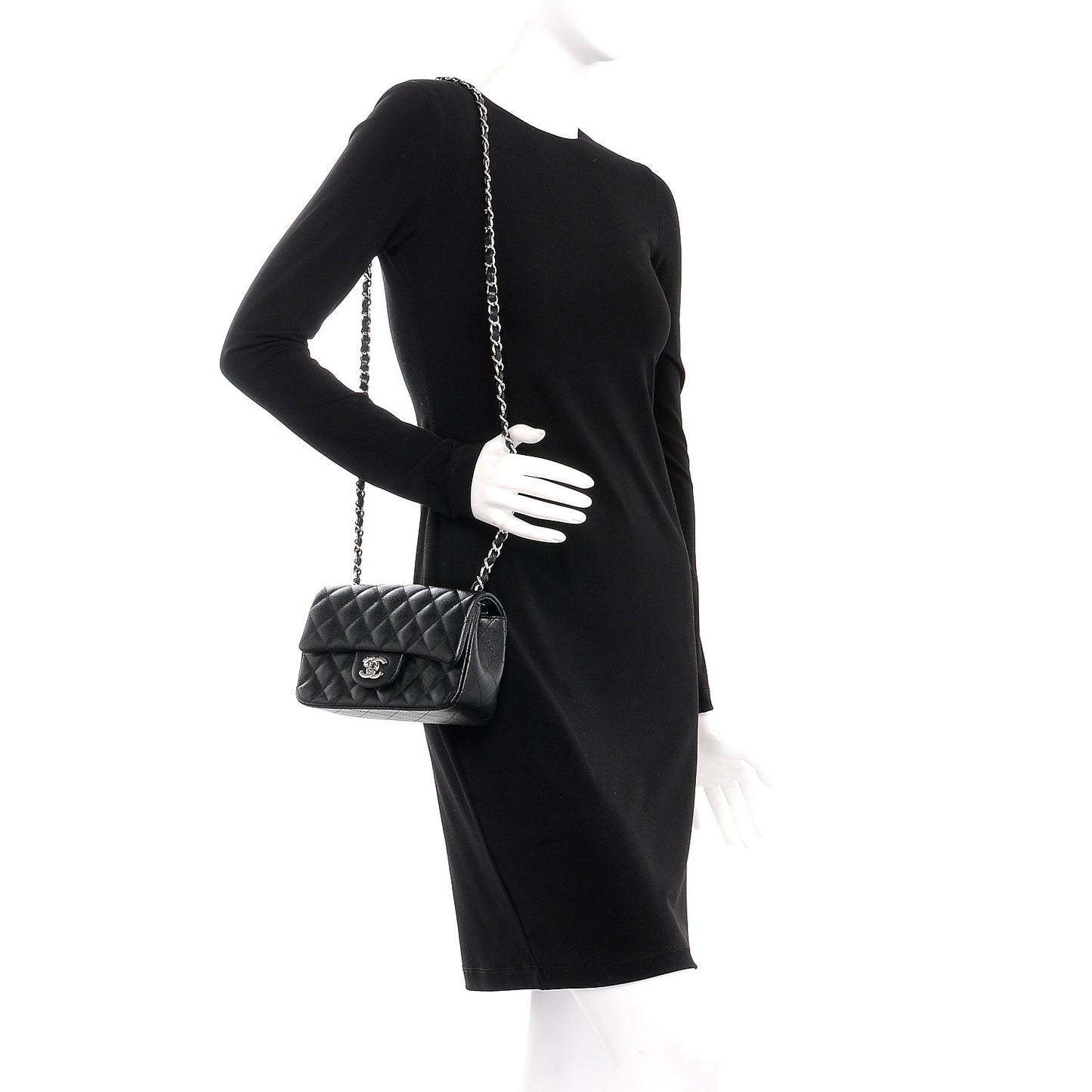 Caviar Quilted Mini Rectangular Flap Black