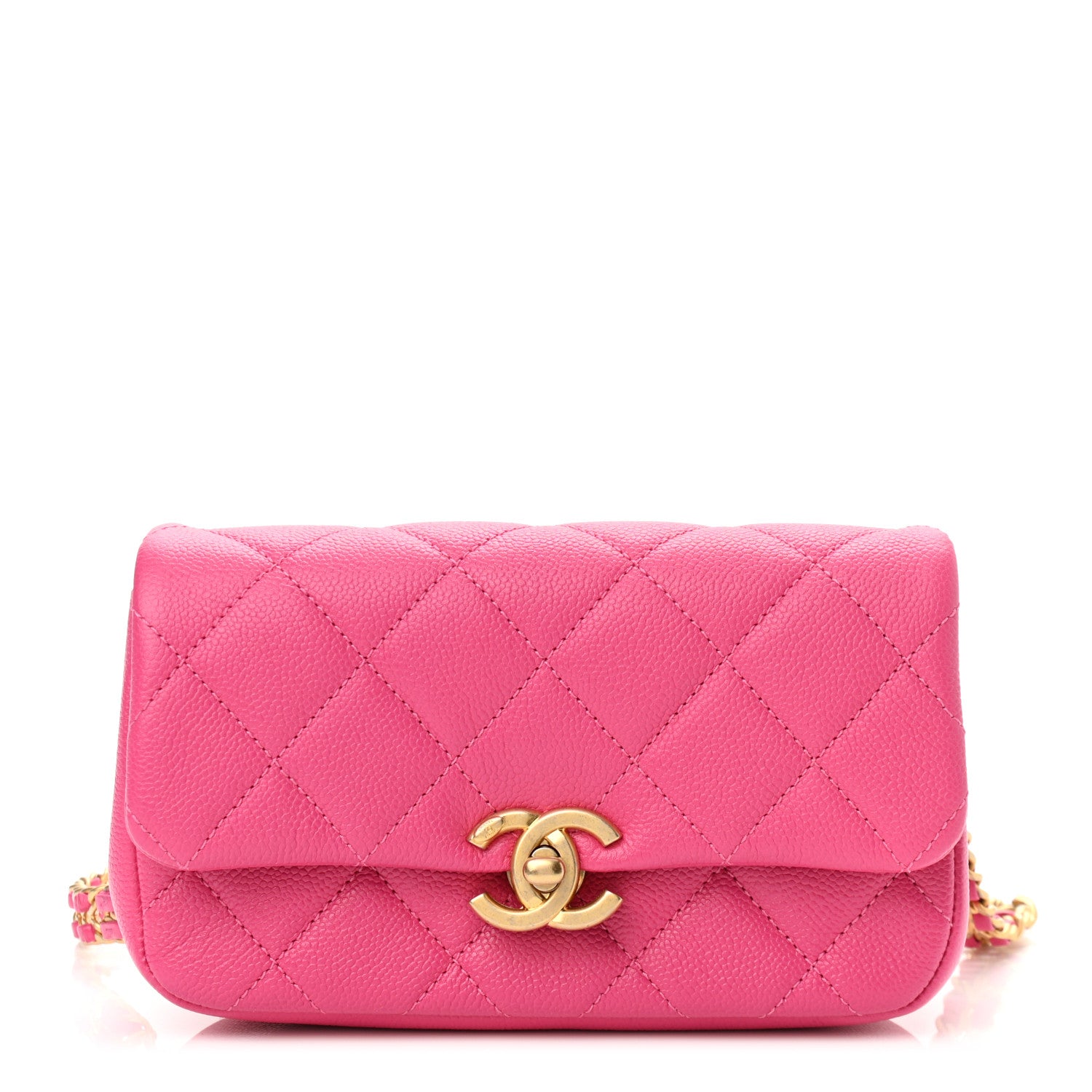 Chanel Caviar Quilted Chain Melody Waist Belt Bag Dark Pink 1 of 11