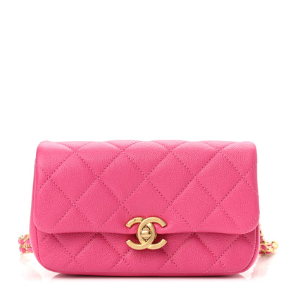 Chanel Caviar Quilted Chain Melody Waist Belt Bag Dark Pink 1 of 11