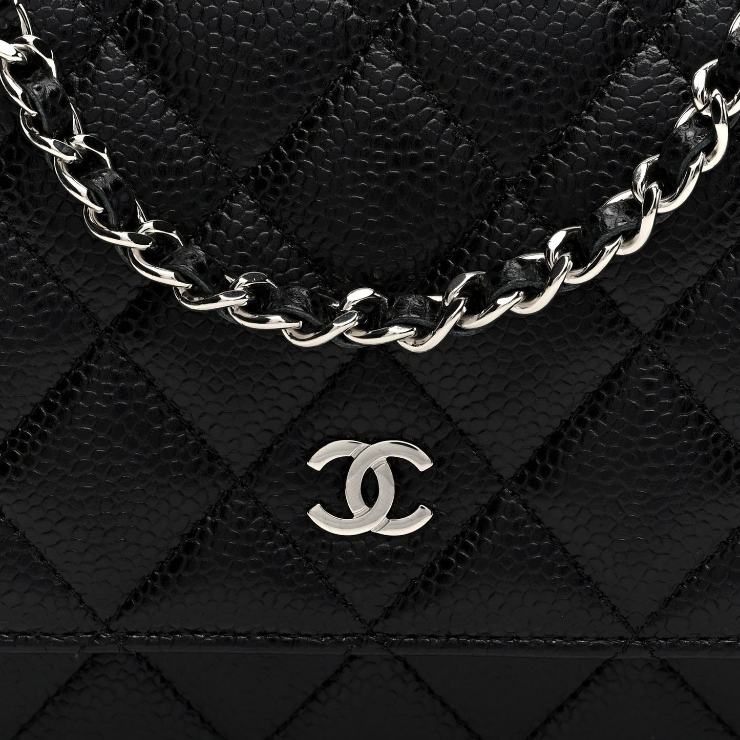 Caviar Quilted Wallet On Chain WOC Black