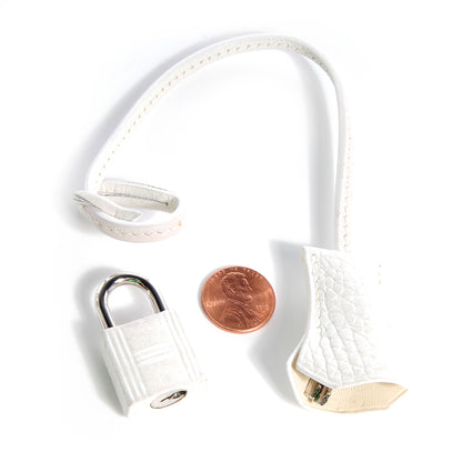 Hermes Taurillon Clemence Clochette Lock and Key White 2 of 7