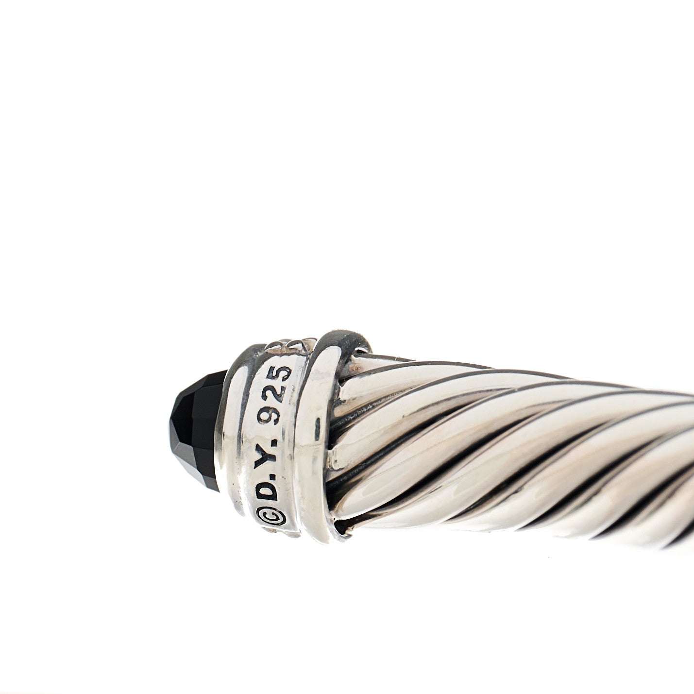 Sterling Silver Diamond Black Onyx 5mm Cable Classics Bracelet