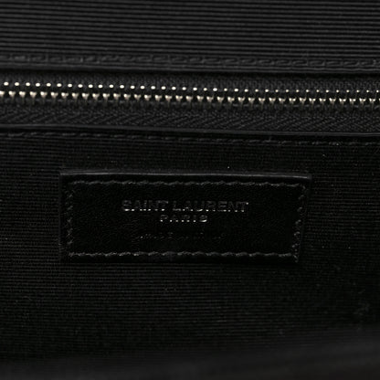 Saint Laurent Grain De Poudre Textured Mixed Matelasse Large Triquilt Monogram Satchel Black 6 of 7