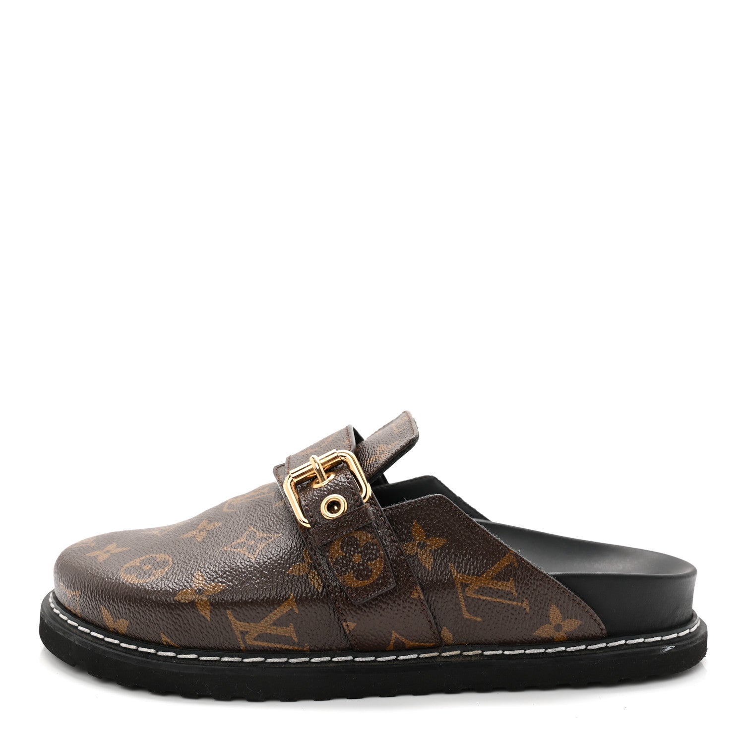 Louis Vuitton Patent Monogram Womens Cosy Flat Comfort Clog Mules 38 Brown 1 of 9