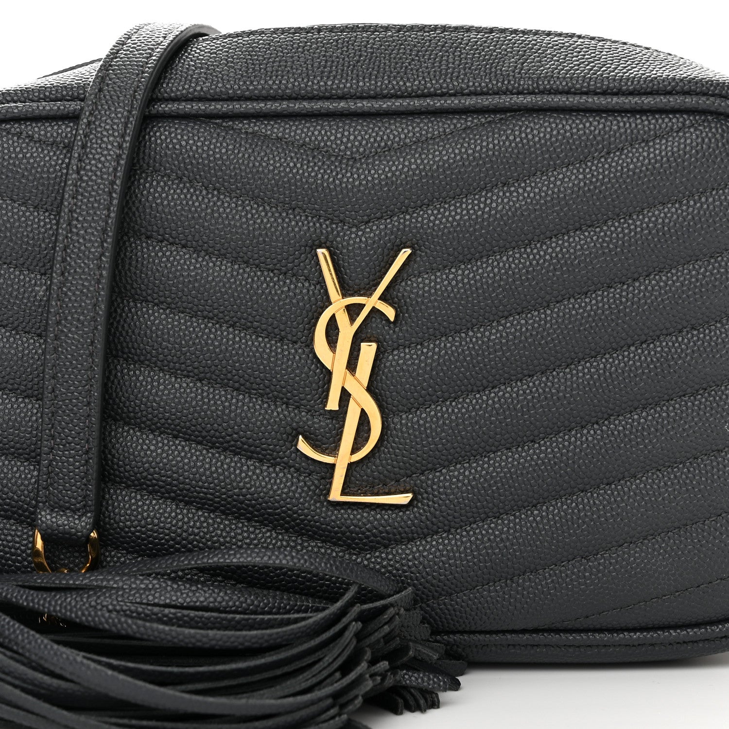 Saint Laurent Grain De Poudre Matelasse Monogram Mini Lou Camera Bag Dark Smog 8 of 11
