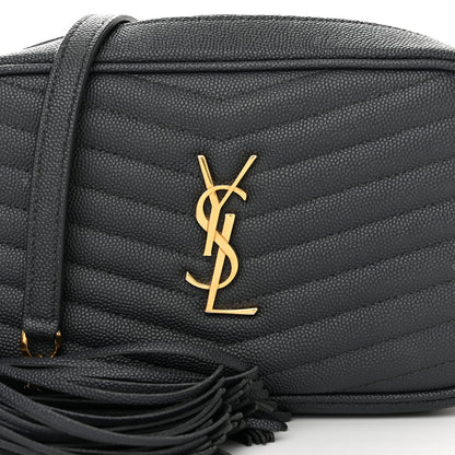 Saint Laurent Grain De Poudre Matelasse Monogram Mini Lou Camera Bag Dark Smog 8 of 11