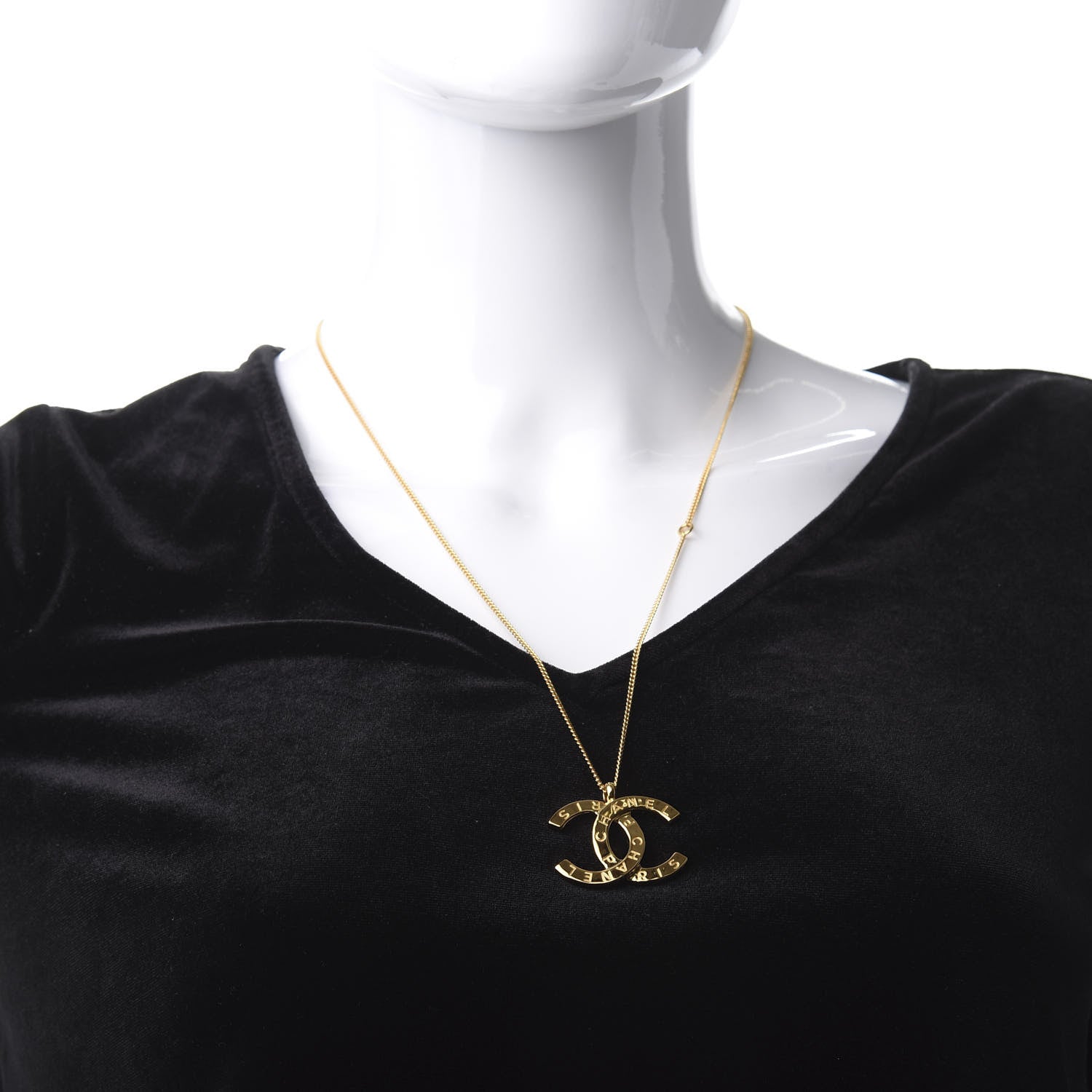 Chanel Metal CC Paris Button Necklace Gold 2 of 4