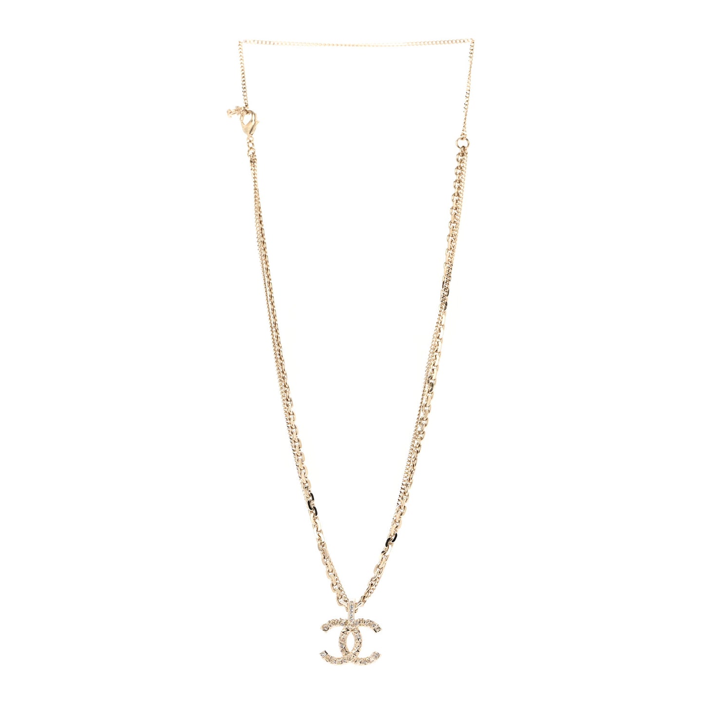 Crystal CC Multi Strand Chain Necklace Gold