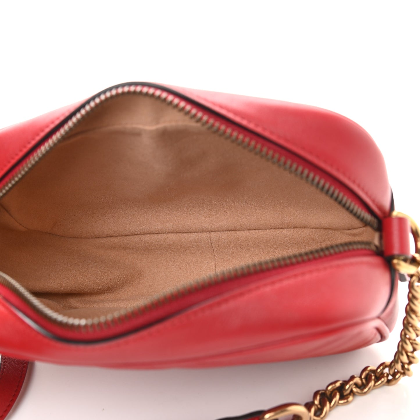 Calfskin Matelasse Mini GG Marmont Chain Shoulder Bag Hibiscus Red