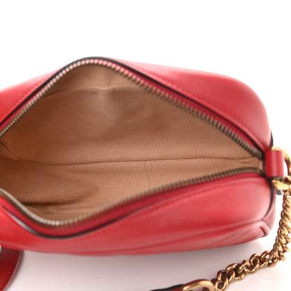 Gucci Calfskin Matelasse Mini GG Marmont Chain Shoulder Bag Hibiscus Red 5 of 9