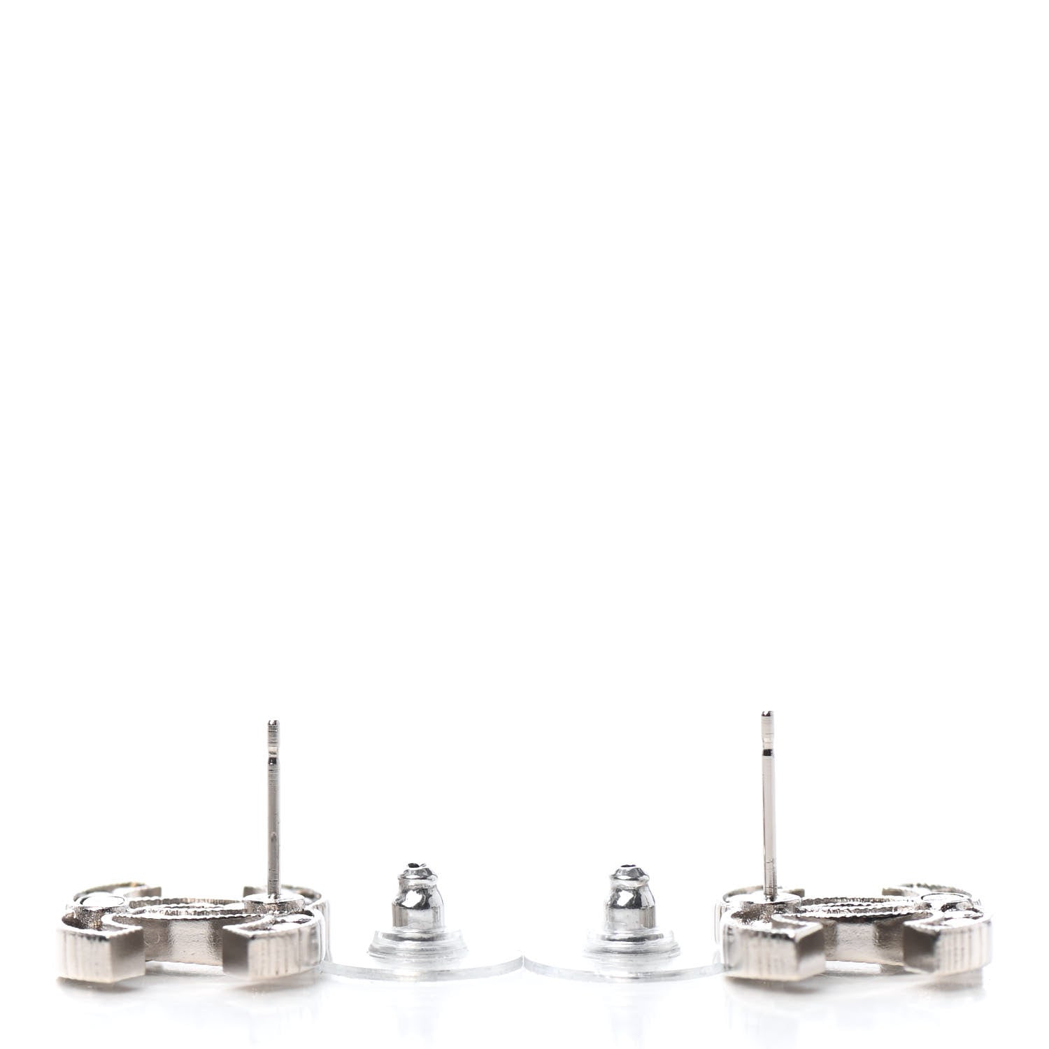 Chanel Crystal CC Earrings Silver 3 of 4