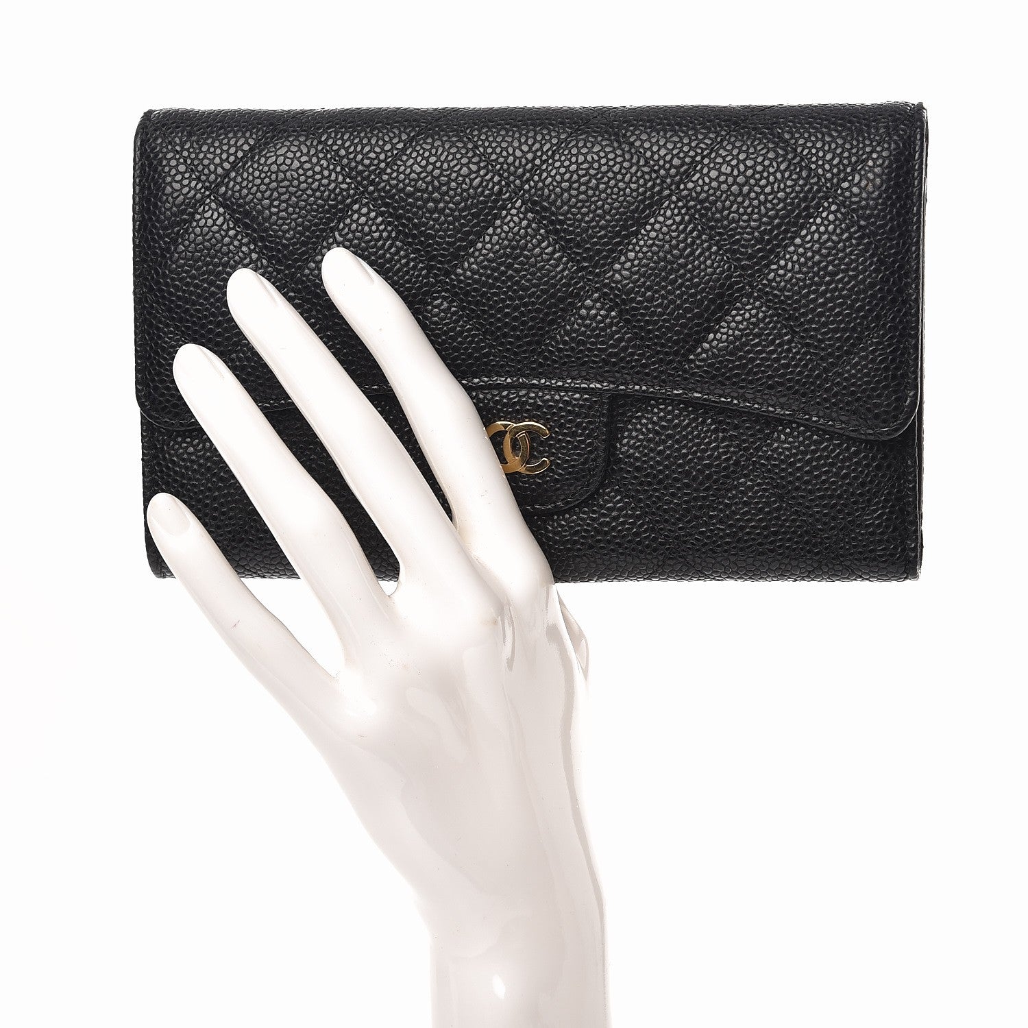 Chanel Caviar Quilted Large Flap Wallet Black 2 of 9