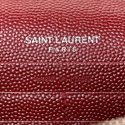 Saint Laurent Grain De Poudre Matelasse Chevron Monogram Chain Wallet Palissandre 7 of 10
