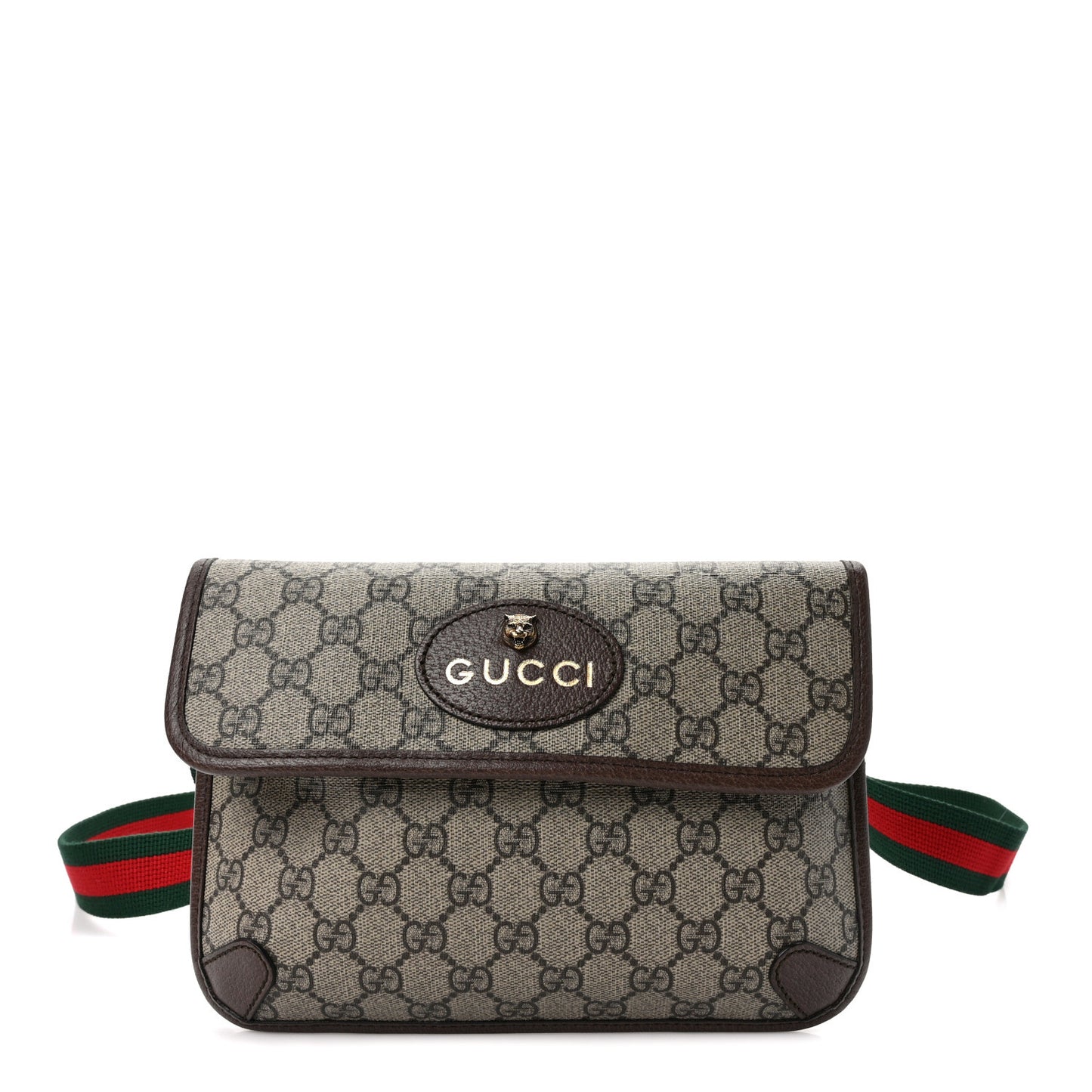 GG Supreme Monogram Neo Vintage Web Belt Bag Brown