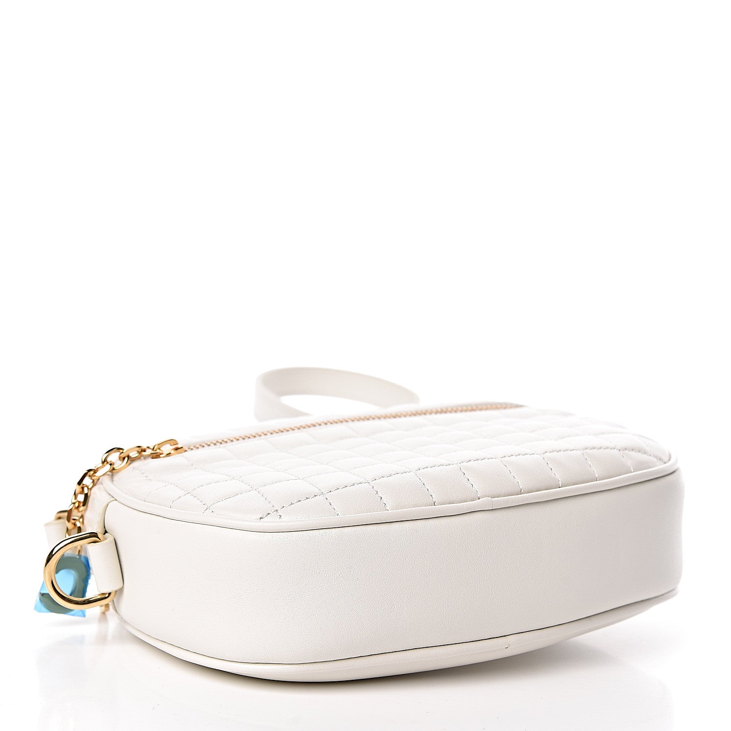 Celine Calfskin Quilted Small C Charm Bag White 4 of 10