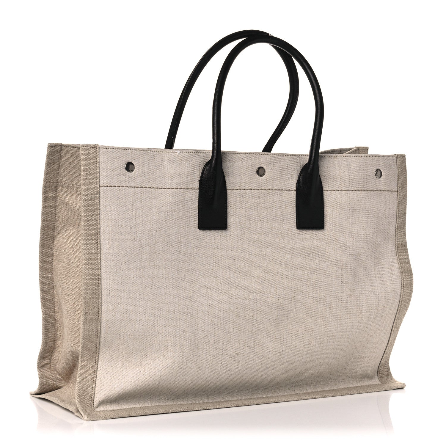 Saint Laurent Linen Calfskin Rive Gauche Tote Optic White 3 of 18