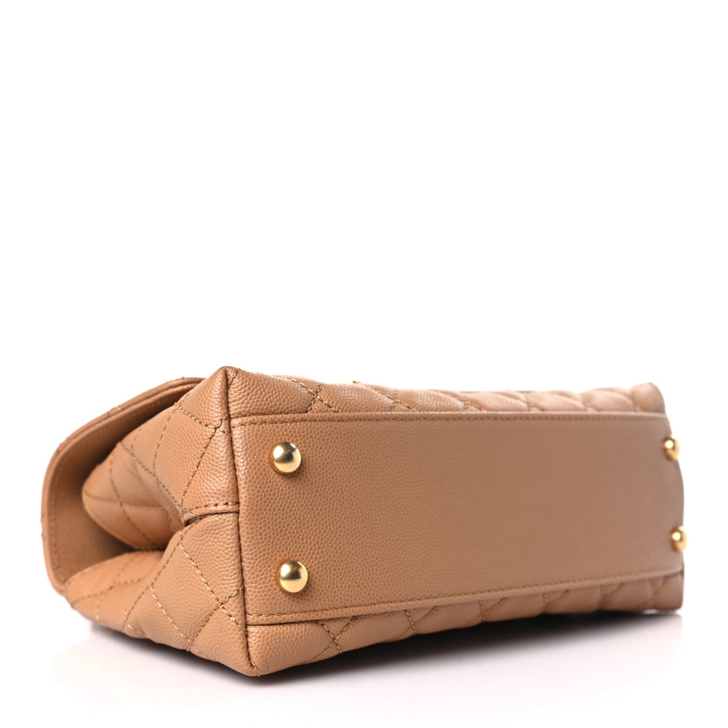 Caviar Quilted Mini Coco Chain Handle Flap Dark Beige