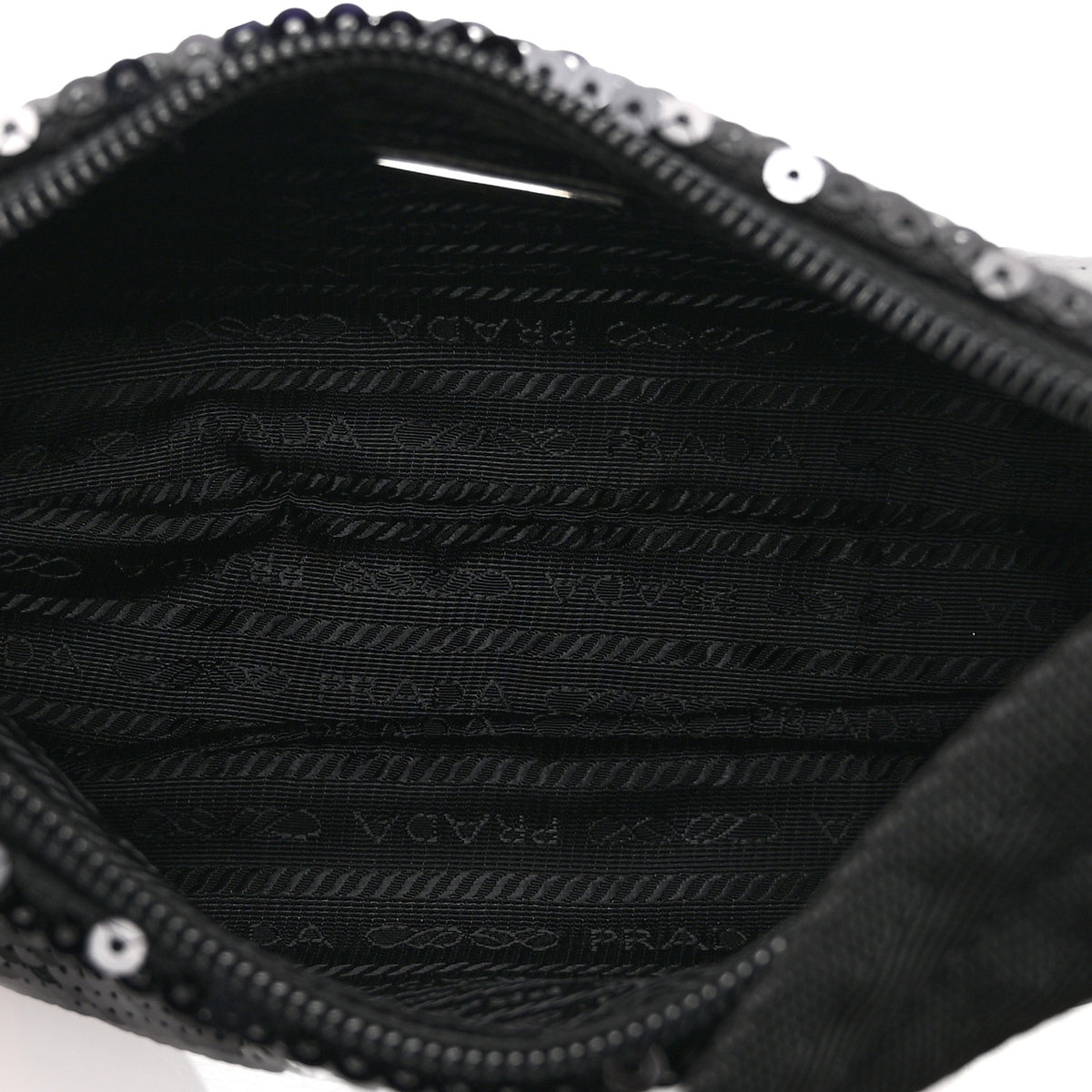 Prada Paillettes Sequin Mini Re-Edition 2000 Bag Black White 5 of 10