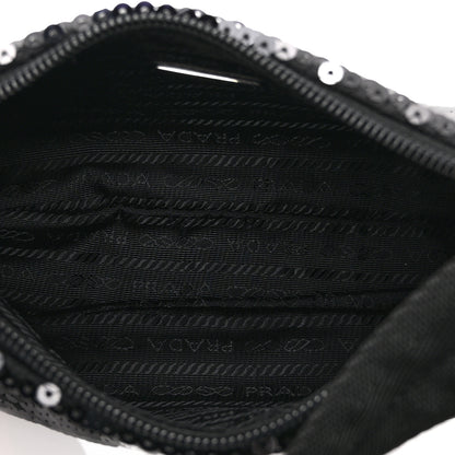 Prada Paillettes Sequin Mini Re-Edition 2000 Bag Black White 5 of 10