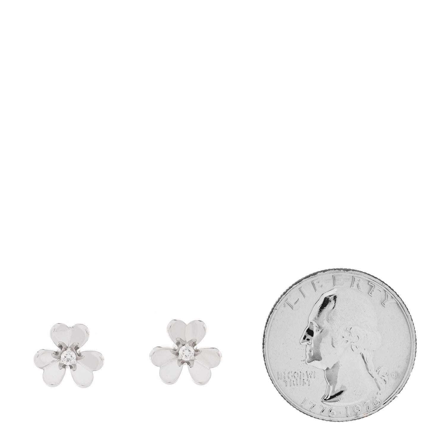 Van Cleef & Arpels 18K White Gold Diamond Mini Frivole Earrings 2 of 5