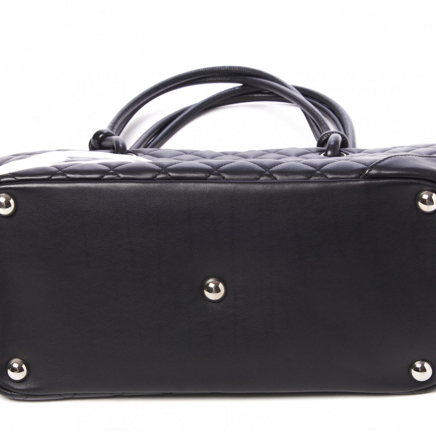 Calfskin Quilted Large Cambon Tote Black White