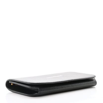 Balenciaga Grained Calfskin Logo Cash Phone Holder Wallet On Chain Black White 4 of 9