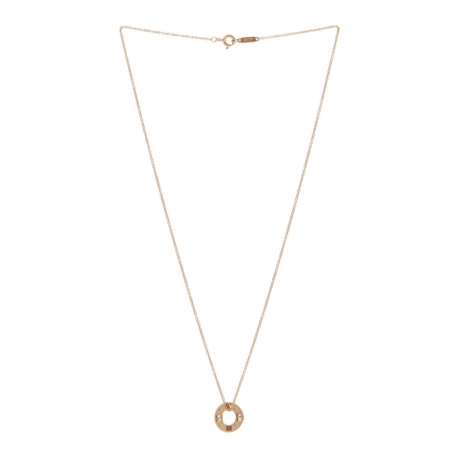 Tiffany 18K Rose Gold Diamond Atlas Pierced Pendant Necklace 3 of 4