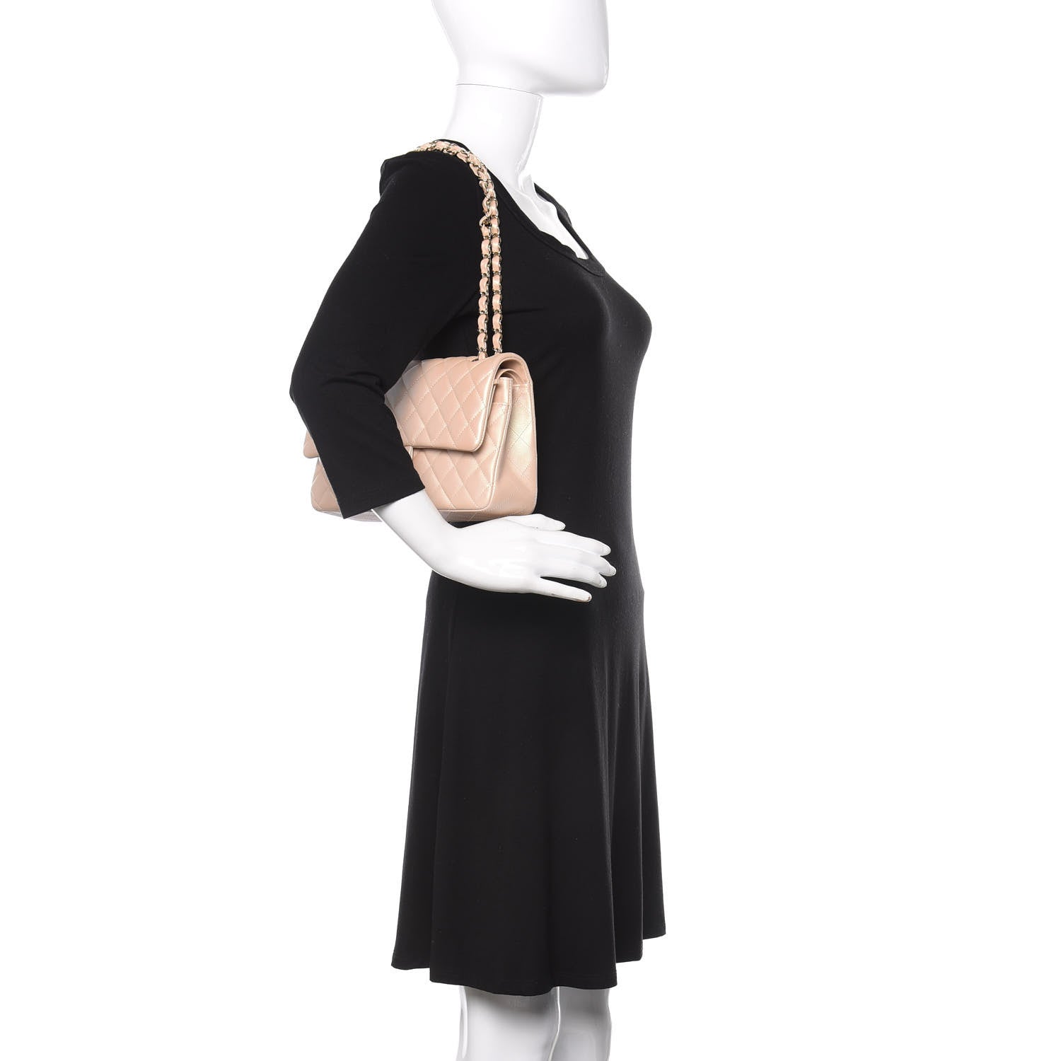 Chanel Iridescent Calfskin Quilted Medium Double Flap Beige 3 of 12