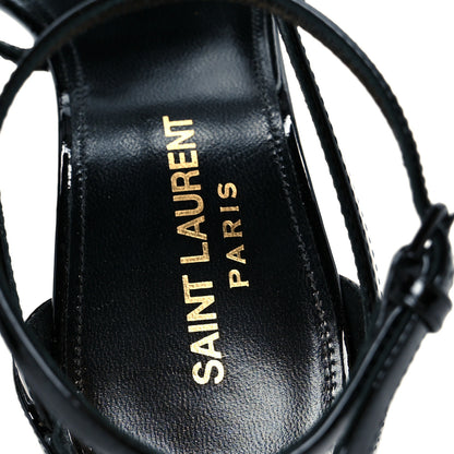 Saint Laurent Vernice Chiffon Cassandra 100 Ankle Strap Sandals 37.5 Black 7 of 11