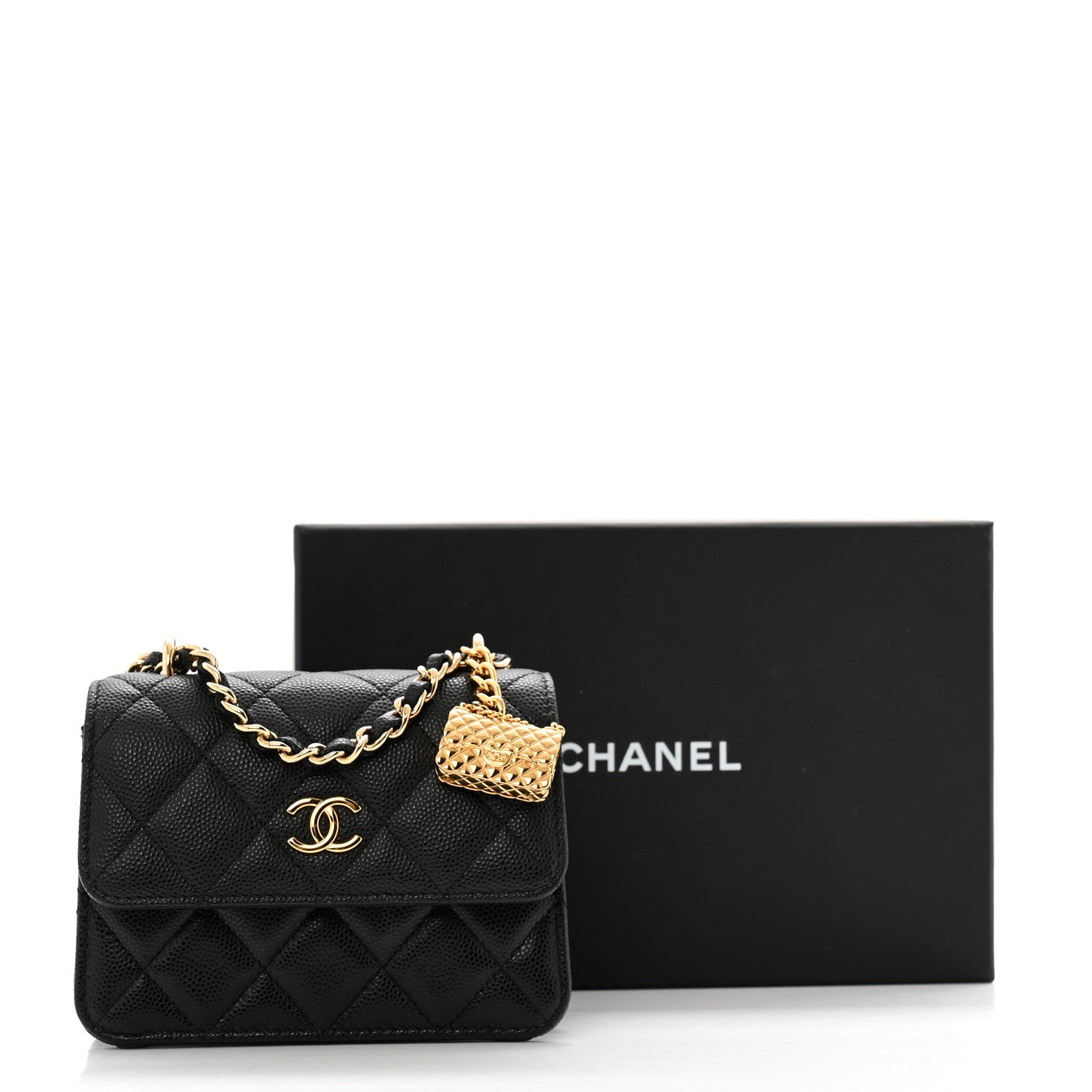 Chanel Shiny Caviar Quilted Clutch With Chain Black 14 of 14