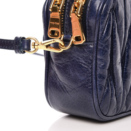Miu Miu Vitello Lux Matelasse Double Zip Chain Shoulder Bag Bleuette 6 of 9