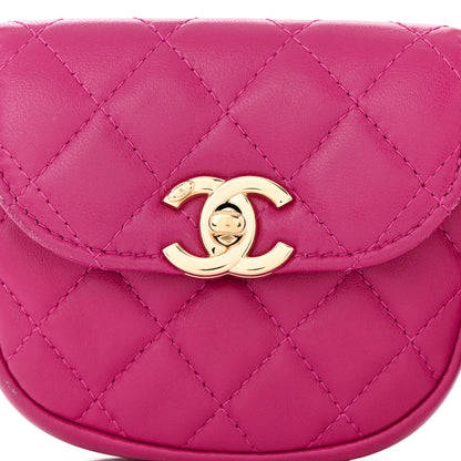 Chanel Tweed Lambskin Quilted Waist Bag With Coin Purse Fuchsia 10 of 15