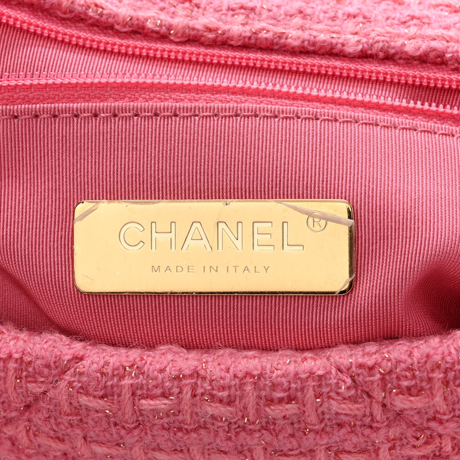 Chanel Metallic Tweed Quilted Medium Chanel 19 Flap Pink 6 of 10