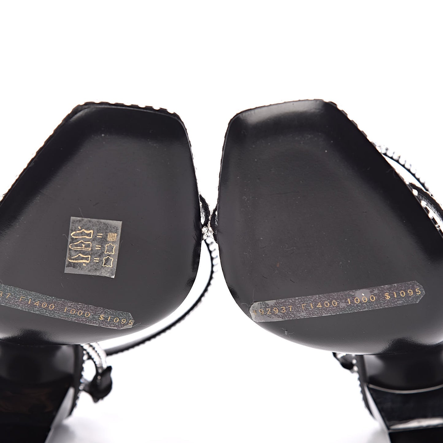 Satin Crystal Robin 100 Ankle Strap Sandals 36.5 Black