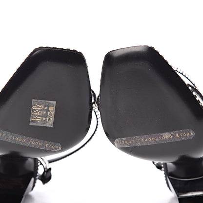 Saint Laurent Satin Crystal Robin 100 Ankle Strap Sandals 36.5 Black 9 of 11