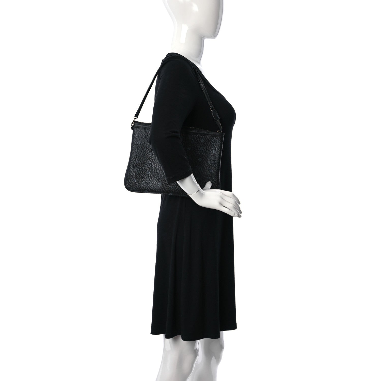 MCM Visetos Liz Shopper Tote Pouch Black 2 of 13