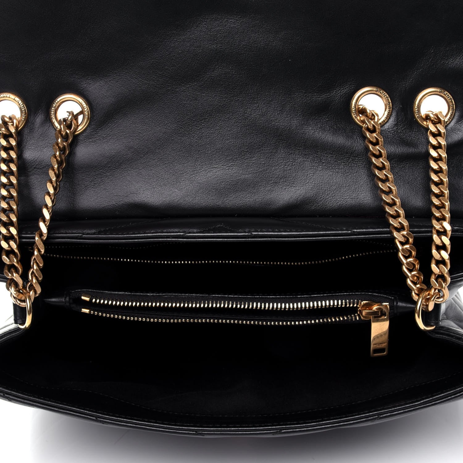 Saint Laurent Calfskin Y Quilted Monogram Medium Loulou Chain Satchel Black 4 of 4