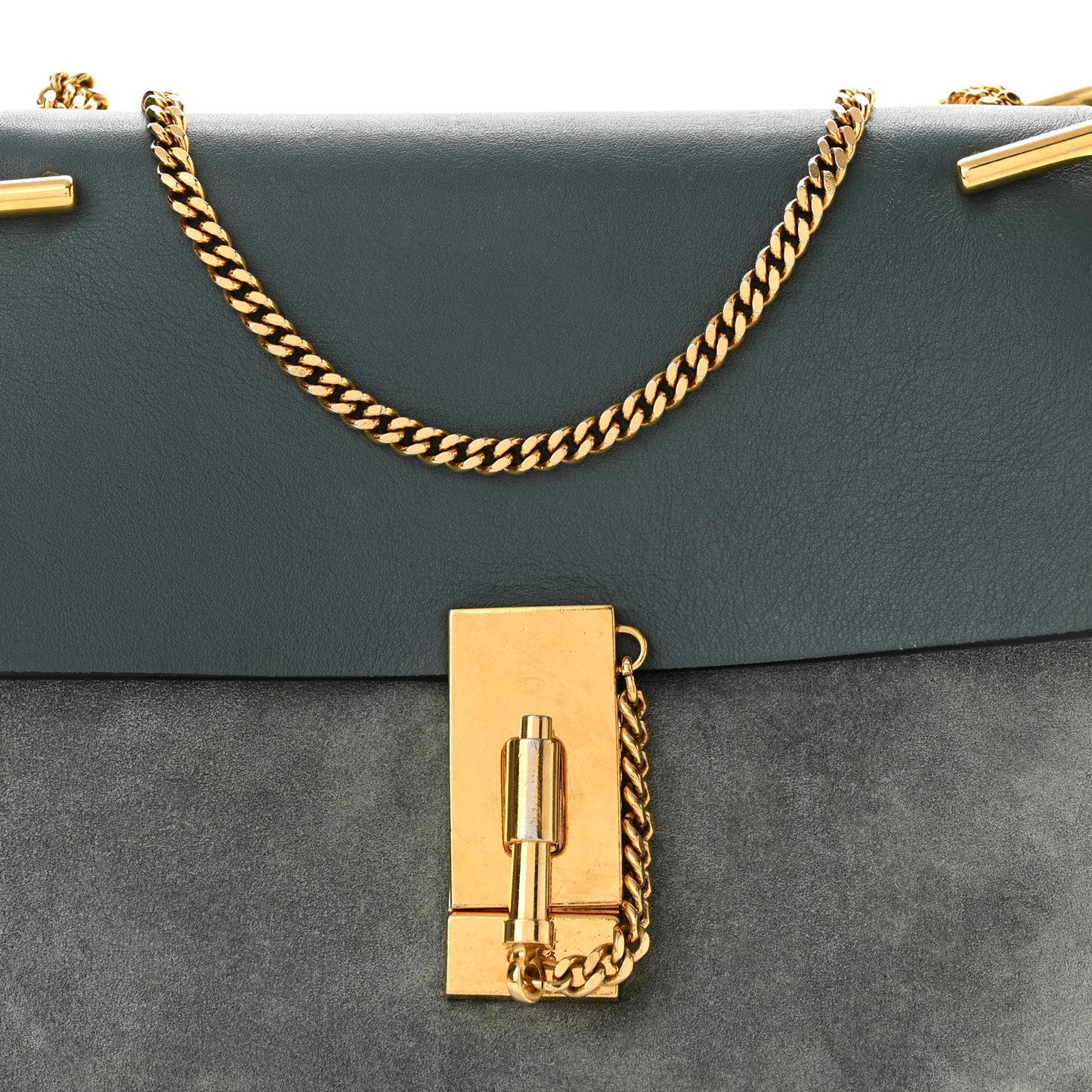 Suede Smooth Calfskin Drew Shoulder Bag Cloudy Blue