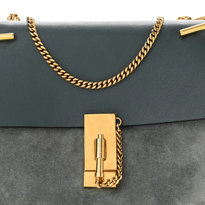 Chloe Suede Smooth Calfskin Drew Shoulder Bag Cloudy Blue 8 of 11