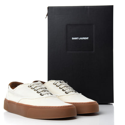 Saint Laurent Distressed Canvas Womens Venice Sneakers 38.5 White 9 of 9