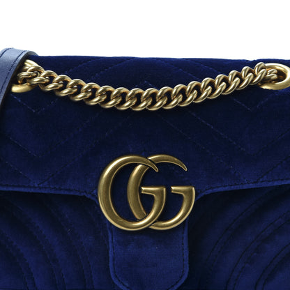 Gucci Velvet Matelasse Mini GG Marmont Shoulder Bag Cobalt Blue 10 of 11