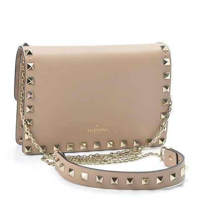Valentino Garavani Vitello Mini Rockstud Flap Wallet on Chain Camel Rose 2 of 10