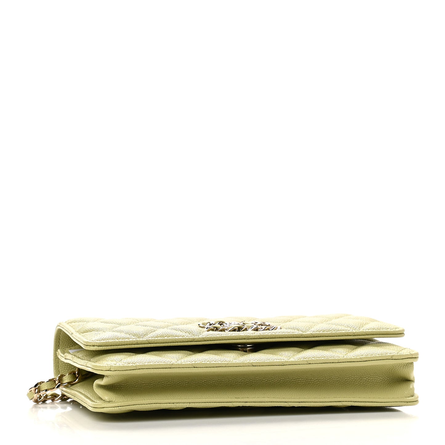 Caviar Quilted French New Wave Chain CC Wallet On Chain WOC Light Green