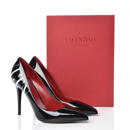 Valentino Garavani Patent VLTN 105mm Pumps 40 Black White 10 of 10