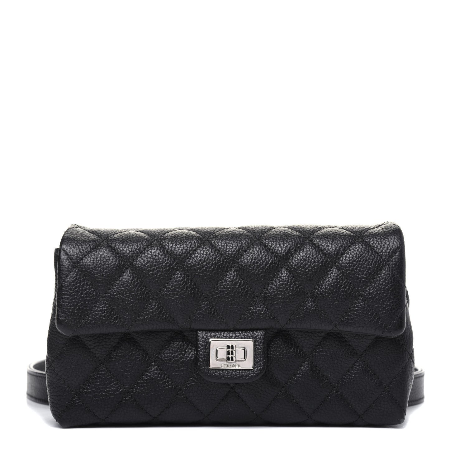 Grained Calfskin Quilted 2.55 Reissue Flap Belt Bag Clutch Black