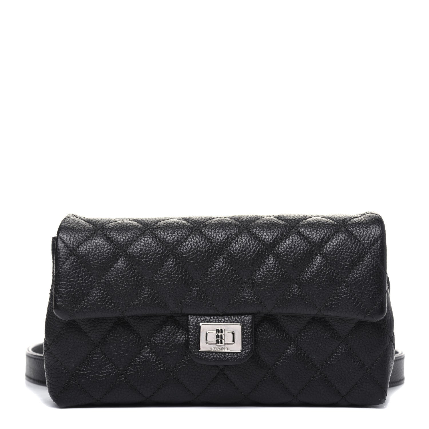 Chanel Grained Calfskin Quilted 2.55 Reissue Flap Belt Bag Clutch Black 1 of 11